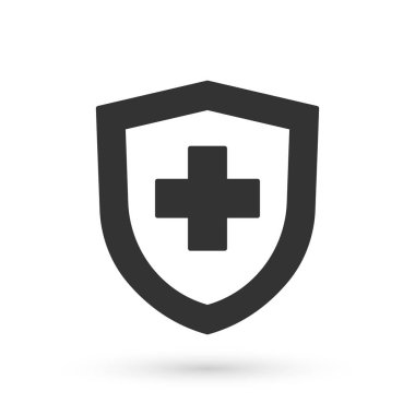 Gri Hayat Sigortası beyaz arka planda izole edilmiş bir kalkan ikonu. Güvenlik, güvenlik, koruma, konsept koruma. Vektör