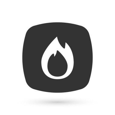 Gri Ateş alev simgesi beyaz arkaplanda izole edildi. Vektör