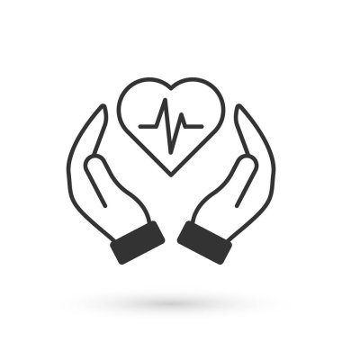 Gri Hayat Sigortası ikonu beyaz arka planda izole edilmiş. Güvenlik, güvenlik, koruma, konsept koruma. Vektör