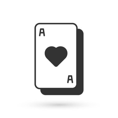 Gri iskambil kartı simgesi beyaz arkaplanda izole edildi. Kumarhane kumarı. Vektör