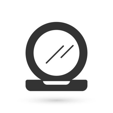 Beyaz zemin üzerinde ayna simgesi olan gri makyaj tozu. Vektör