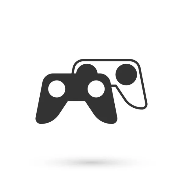 Controlador Juego Gris Joystick Para Consola Juegos Icono Aislado Sobre — Vector de stock