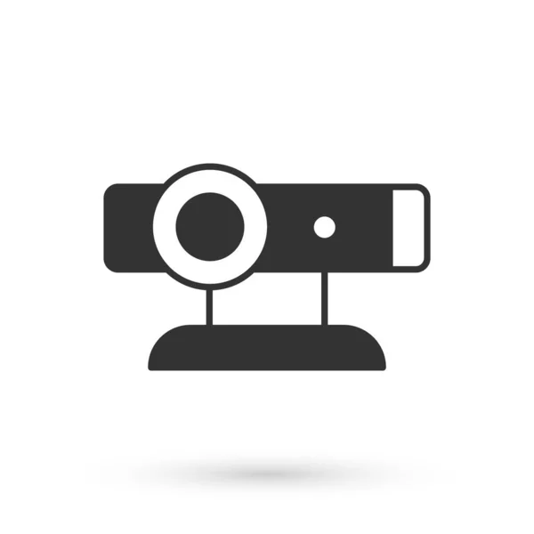 Grijze Web Camera Pictogram Geïsoleerd Witte Achtergrond Chat Camera Webcam — Stockvector