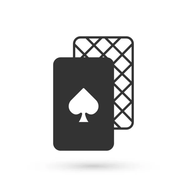 Ícone Cartas Grey Playing Isolado Fundo Branco Jogo Casino Vetor — Vetor de Stock