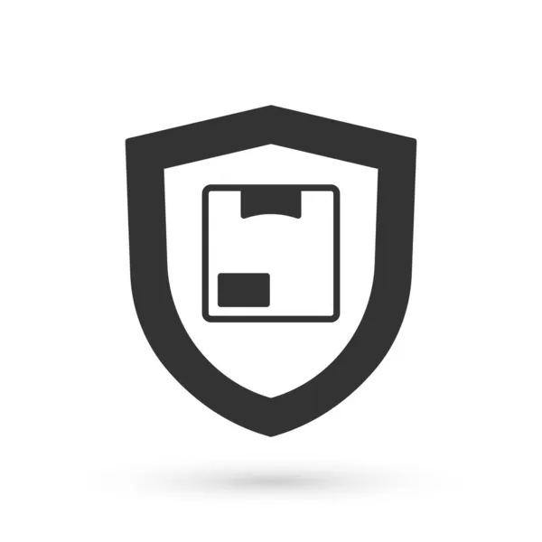 Gris Entrega Seguridad Con Icono Escudo Aislado Sobre Fondo Blanco — Archivo Imágenes Vectoriales
