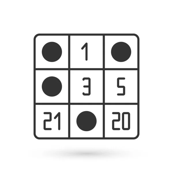 Cartão Bingo Cinza Com Números Sorte Ícone Isolado Fundo Branco — Vetor de Stock