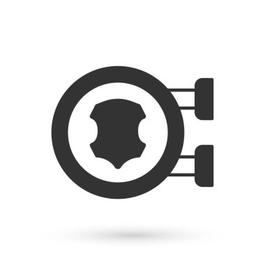 Beyaz arkaplanda izole edilmiş gri deri ikon. Vektör