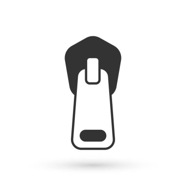 Beyaz arkaplanda gri fermuar simgesi izole edildi. Vektör