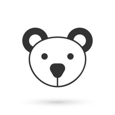 Gri ayıcık peluş oyuncak ikonu beyaz arka planda izole edildi. Vektör