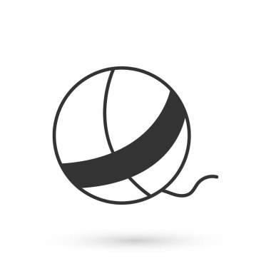 Beyaz arka planda gri iplik topu simgesi izole edildi. El yapımı, örgü ya da terzi için etiket. Vektör