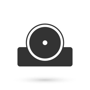 Gri Otolaryngological baş yansıtıcı ikonu beyaz arkaplanda izole edildi. Hastaların kulak, boğaz ve burun muayenesi için ekipman. Vektör