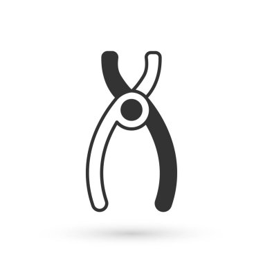 Gri dişçi kerpeten simgesi beyaz arka planda izole edildi. Diş aletleri. Vektör