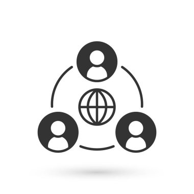 Gri Buluşma simgesi beyaz arkaplanda izole edildi. İş ekibi toplantısı, tartışma konsepti, analiz, içerik stratejisi. Sunum konferansı. Vektör