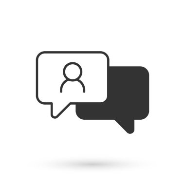 Beyaz arkaplanda gri konuşma balonu sohbet simgesi izole edildi. İleti simgesi. İletişim ya da yorum sohbet sembolü. Vektör