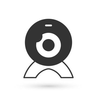 Gri Web kamera simgesi beyaz arkaplanda izole edildi. Sohbet kamerası. Web kamerası simgesi. Vektör