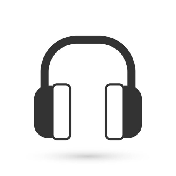 Иконка "Серый шум", отменяющая наушники, выделена на белом фоне. Наушники для защиты ушей от шума. Вектор