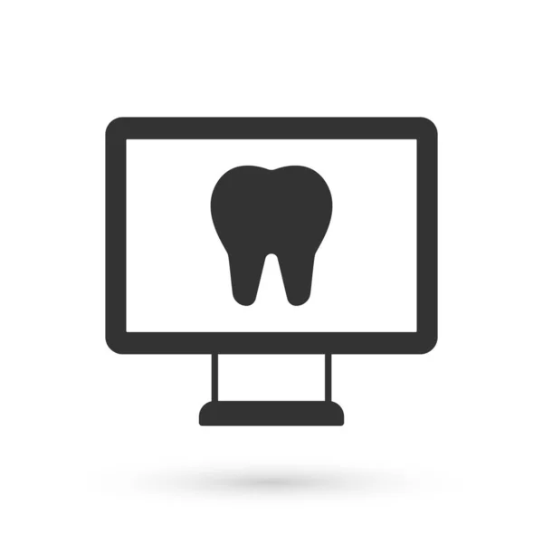白い背景に隔離されたグレーオンライン歯科ケアアイコン 歯科サービス情報コールセンター ベクトル — ストックベクタ