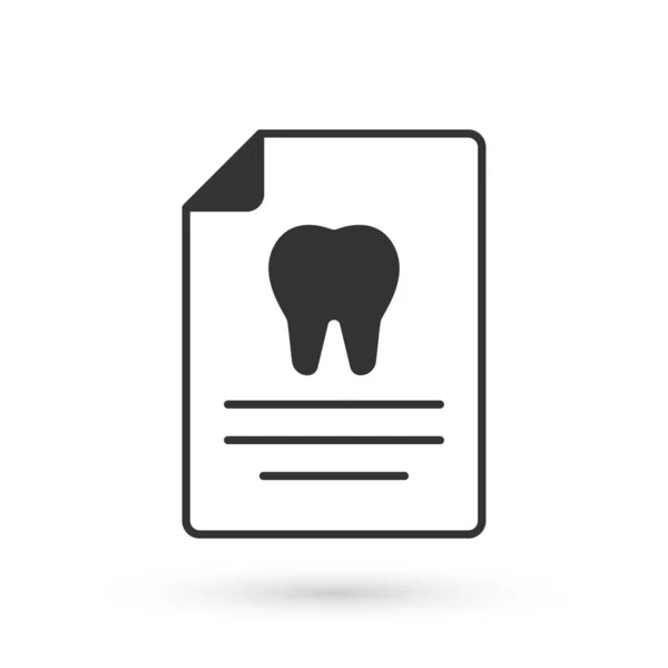 白い背景に隔離された歯科カードや患者の医療記録アイコンとグレーのクリップボード 歯科保険 歯医者の報告書 ベクトル — ストックベクタ