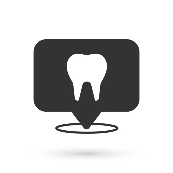 Grey Dental Clinic Location Icon Isolated White Background Vector — Stock Vector