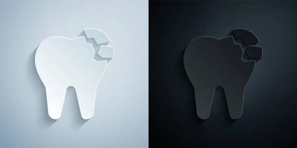 Ikon Potongan Kertas Gigi Yang Patah Diisolasi Dengan Latar Belakang - Stok Vektor