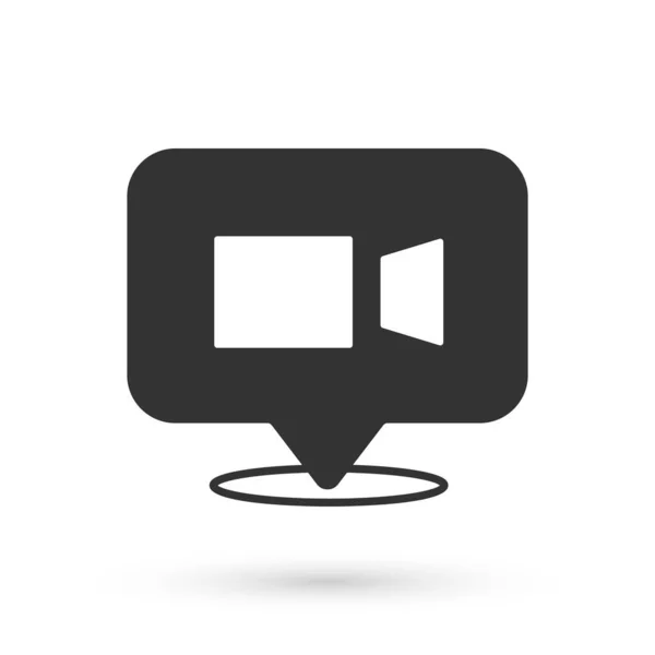 Šedý Video Chat Konference Ikona Izolované Bílém Pozadí Domovská Stránka — Stockový vektor