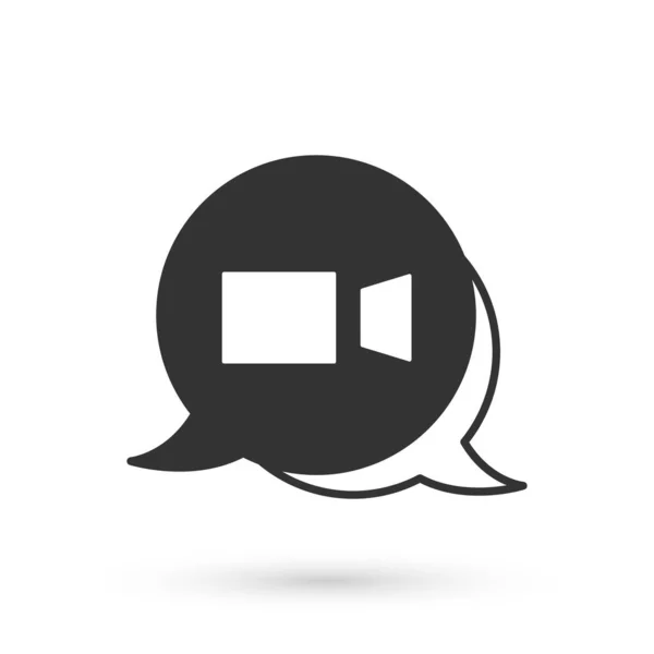 Grey Βίντεο Chat Συνέδριο Εικονίδιο Απομονώνονται Λευκό Φόντο Online Συνάντηση — Διανυσματικό Αρχείο