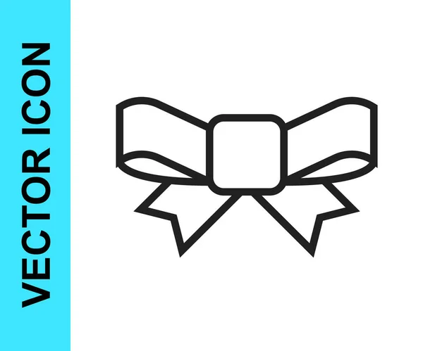 Black Line Gift Bow Icon Isolated White Background Vector — Stock Vector