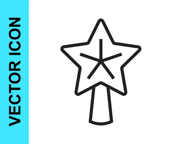 Icono Estrella Navidad Línea Negra Aislado Sobre Fondo Blanco Feliz — Vector de stock