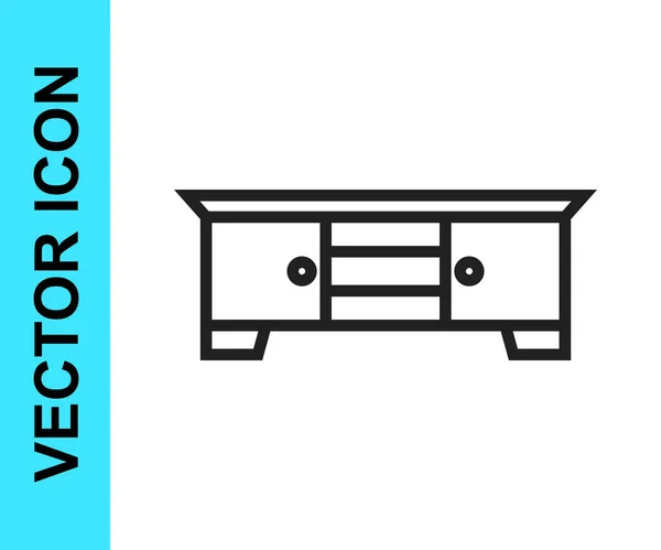 Table Ligne Noire Icône Stand Isolé Sur Fond Blanc Vecteur — Image vectorielle