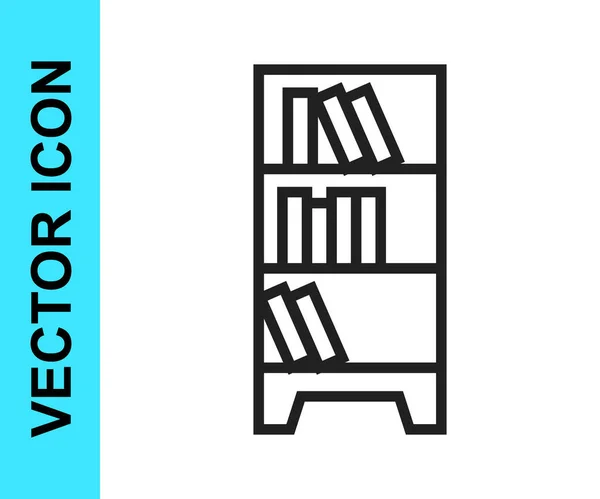 Чорна Лінія Значок Книжкової Полиці Бібліотеки Ізольовано Білому Тлі Векторні — стоковий вектор