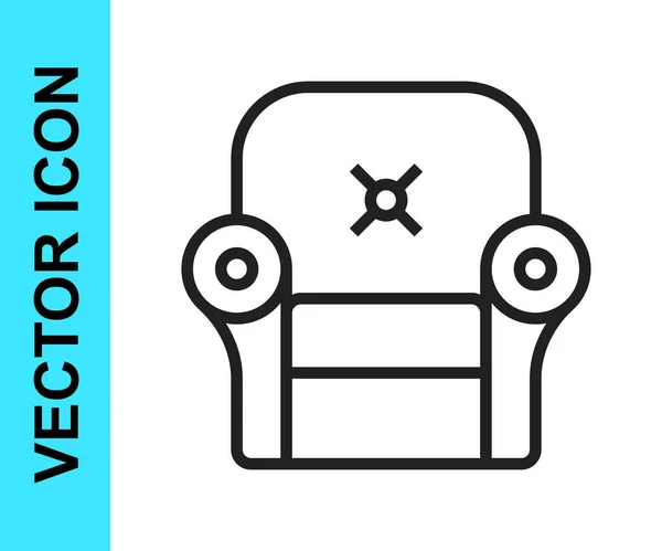 Black Line Sessel Ikone Isoliert Auf Weißem Hintergrund Vektor — Stockvektor