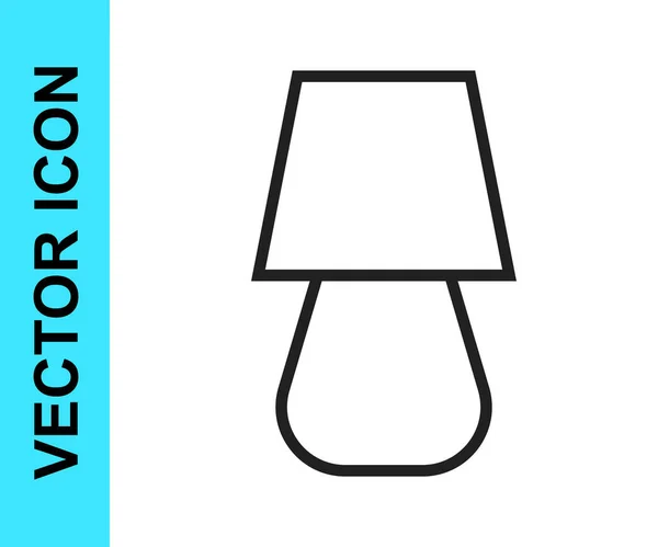 Black Line Table Lamp Icon Isolated White Background Vector — Stock Vector