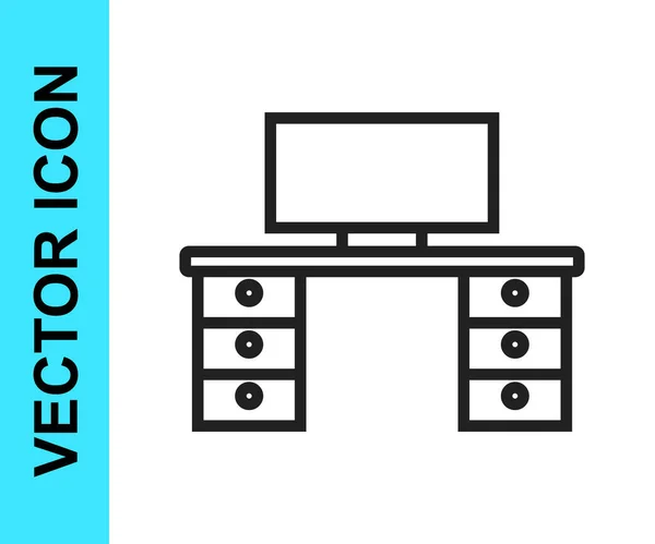 Zwarte Lijn Office Bureau Pictogram Geïsoleerd Witte Achtergrond Vector — Stockvector