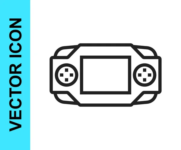 Black Line Portable Videospielkonsole Symbol Isoliert Auf Weißem Hintergrund Handheld — Stockvektor