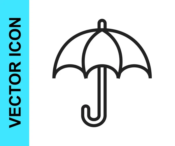 Ligne Noire Icône Parapluie Isolé Sur Fond Blanc Concept Assurance — Image vectorielle