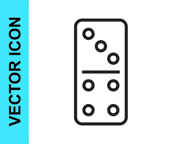 Schwarze Linie Domino Symbol Isoliert Auf Weißem Hintergrund Vektor — Stockvektor