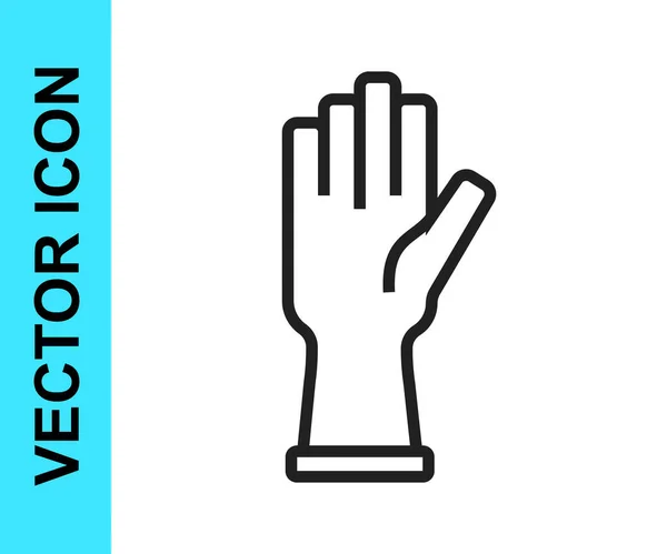 Línea Negra Guantes Protectores Icono Aislado Sobre Fondo Blanco Vector — Vector de stock