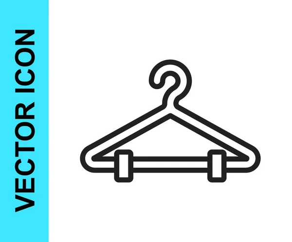 Black Line Hanger Wardrobe Icon Isolated White Background Cloakroom Icon — Stock Vector