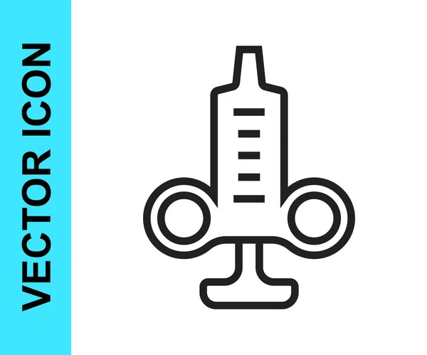Черный Шприц Значок Изолирован Белом Фоне Шприц Вакцины Вакцинации Инъекции — стоковый вектор