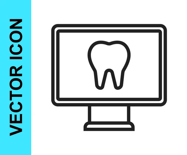 Schwarze Linie Online Zahnpflege Symbol Isoliert Auf Weißem Hintergrund Informationszentrum — Stockvektor