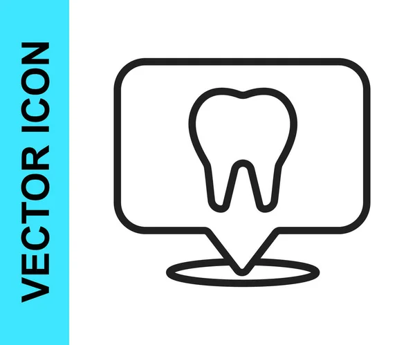 Linea Nera Icona Della Posizione Della Clinica Dentale Isolata Sfondo — Vettoriale Stock