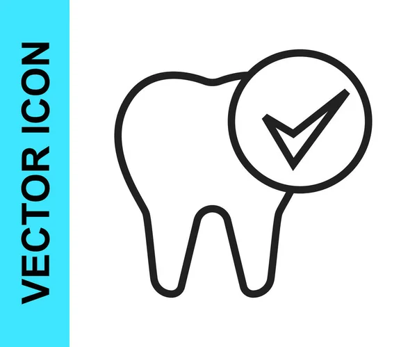Черная Линия Зуб Значок Изолирован Белом Фоне Символ Зуба Стоматологической — стоковый вектор