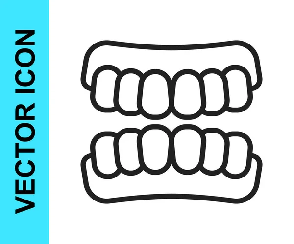 Linea Nera Icona Modello Protesi Isolata Sfondo Bianco Denti Della — Vettoriale Stock