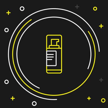 Çizgi traş jeli köpük simgesi siyah arkaplanda izole edildi. Tıraş köpüğü. Renkli taslak konsepti. Vektör