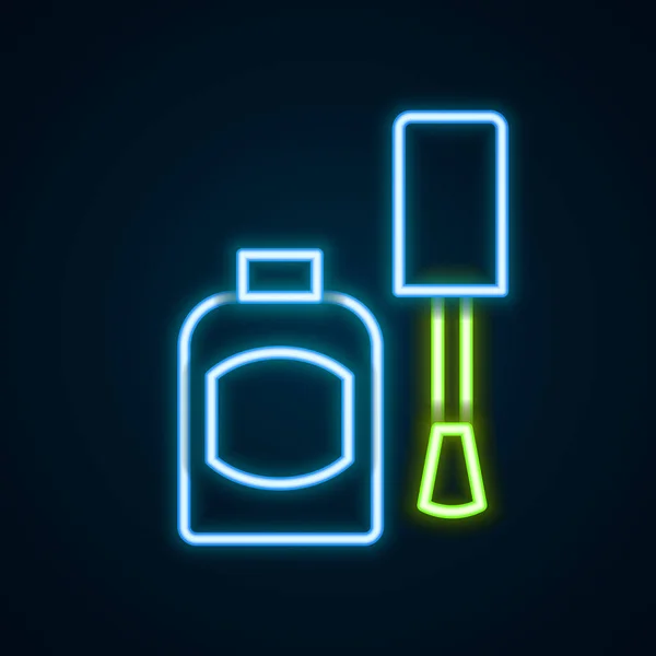 Linea Neon Luminosa Bottiglia Icona Smalto Isolata Sfondo Nero Concetto — Vettoriale Stock