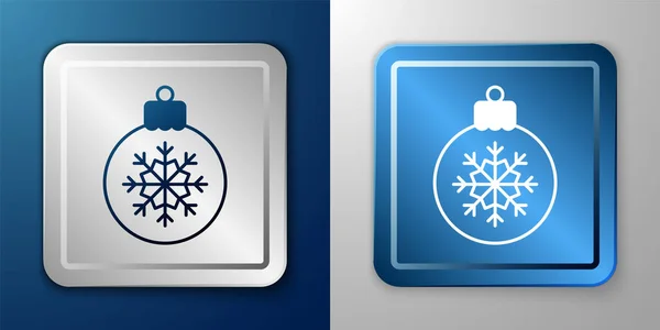 Witte Kerstbal Pictogram Geïsoleerd Blauwe Grijze Achtergrond Vrolijk Kerstfeest Gelukkig — Stockvector