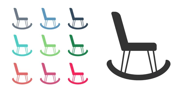 Schwarzer Sessel Ikone Isoliert Auf Weißem Hintergrund Setzen Sie Symbole — Stockvektor