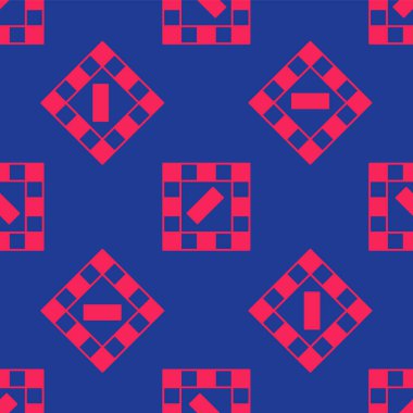 Kırmızı Tahta oyun simgesi mavi arkaplanda izole edilmiş kusursuz desen. Vektör