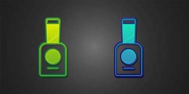 Siyah arka planda izole edilmiş yeşil ve mavi oje ikonu. Vektör