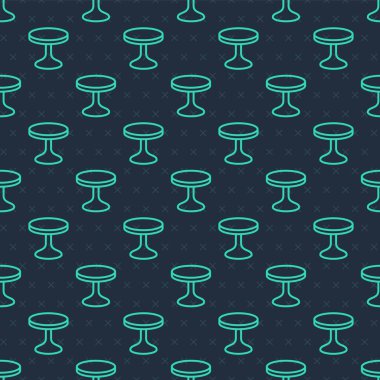 Yeşil çizgi yuvarlak masa simgesi mavi arkaplanda izole edilmiş pürüzsüz desen. Vektör